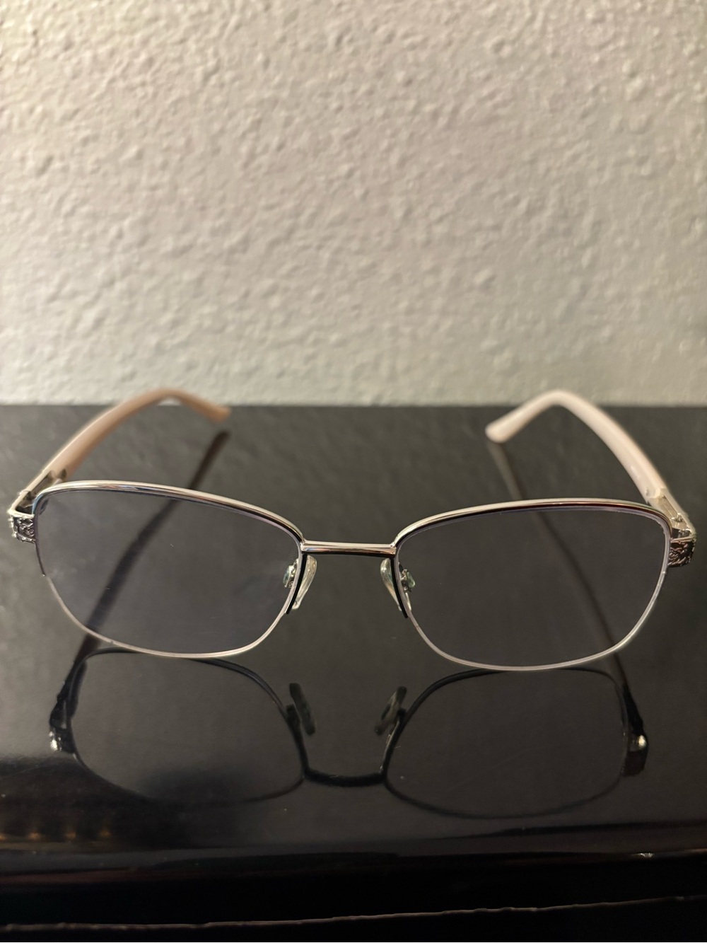 Bob Mackie Silver Frames with Pale Pink Temples